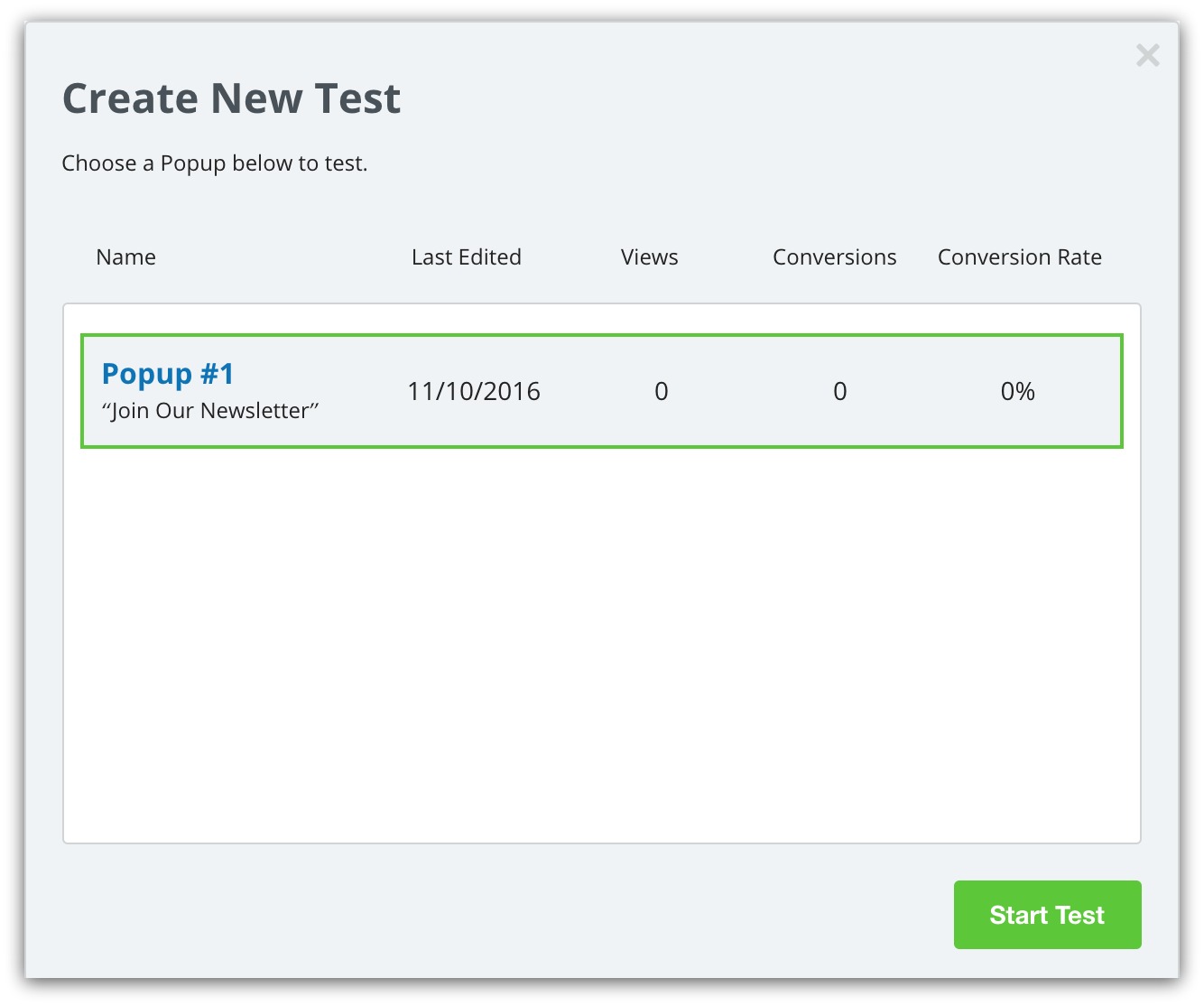 Create a new test List Builder 3