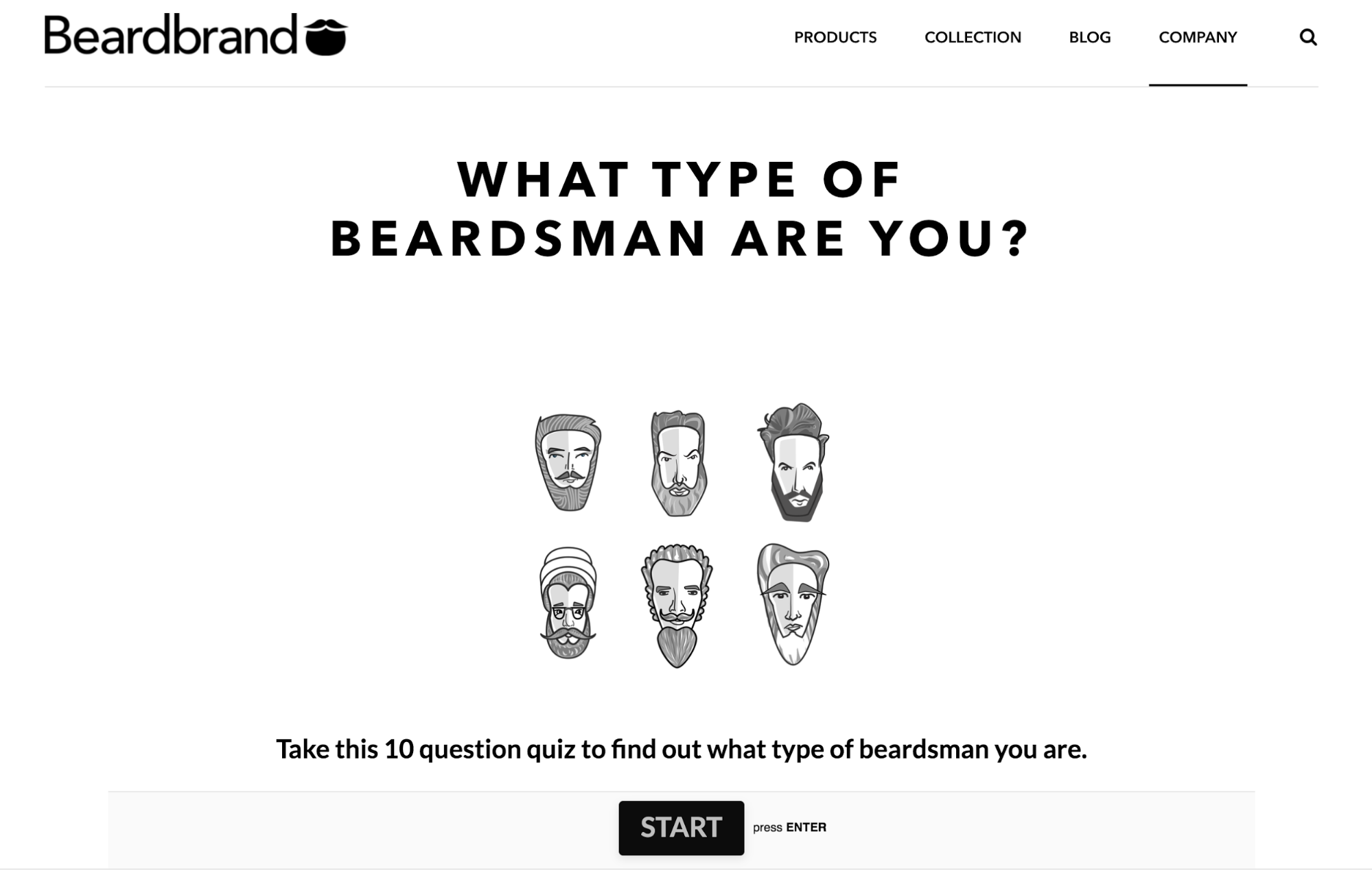 Screenshot showing a quiz page on beardbrand