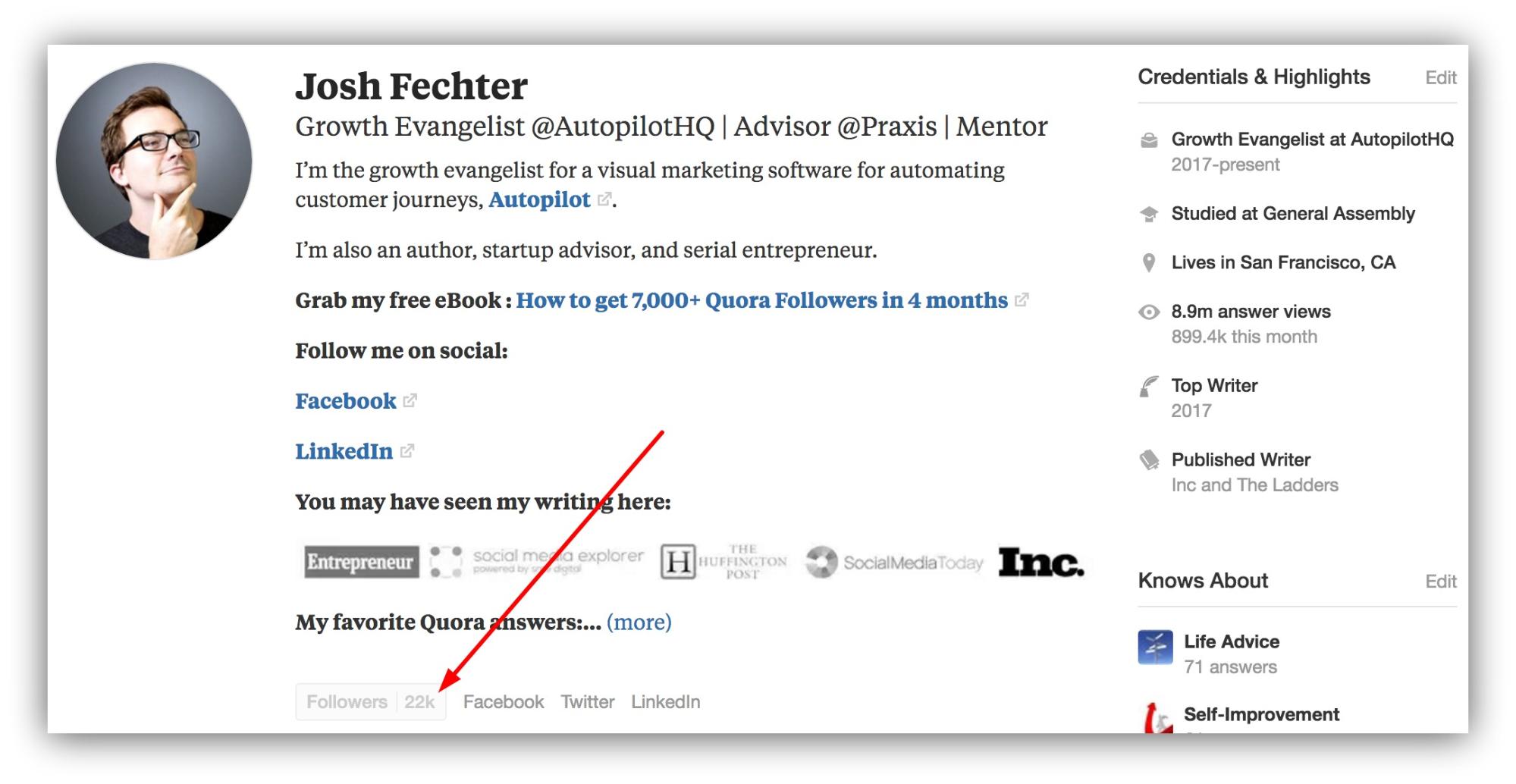 Screenshot showing a Quora user