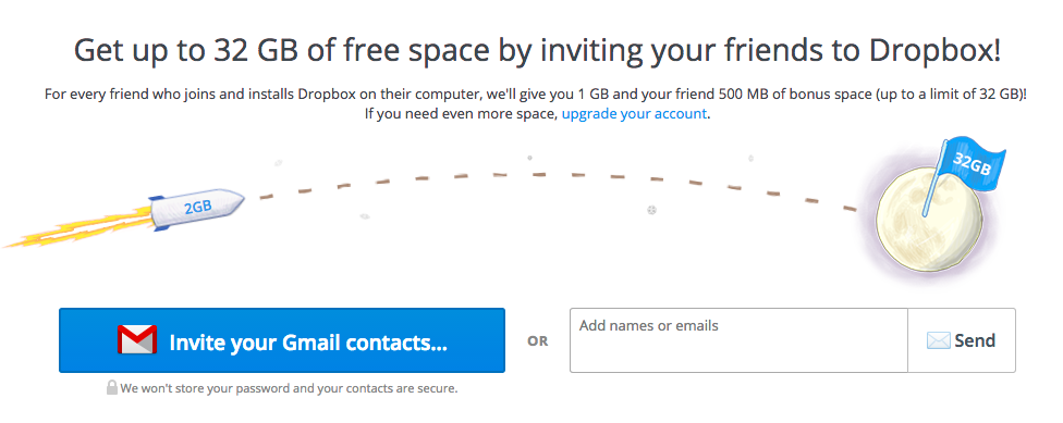 Dropbox referral social proof