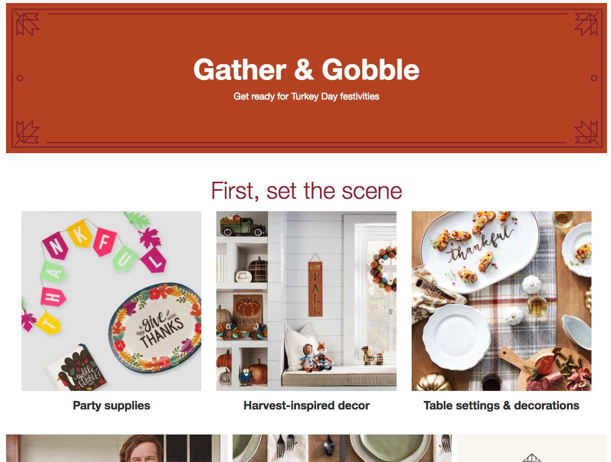 Screenshot showing a page on gather and gobble