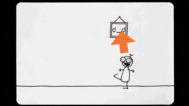 GIF of a poor stick figure being downvoted to hell