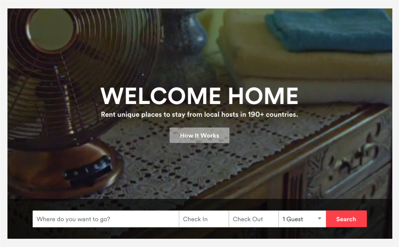 Airbnb homepage