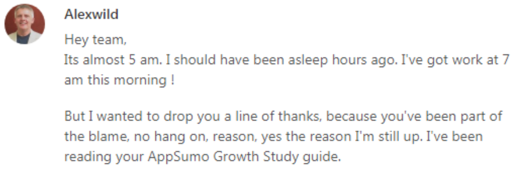 Screenshot of a comment by Alexwild