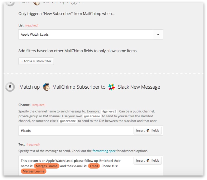 zapier mailchimp follow up