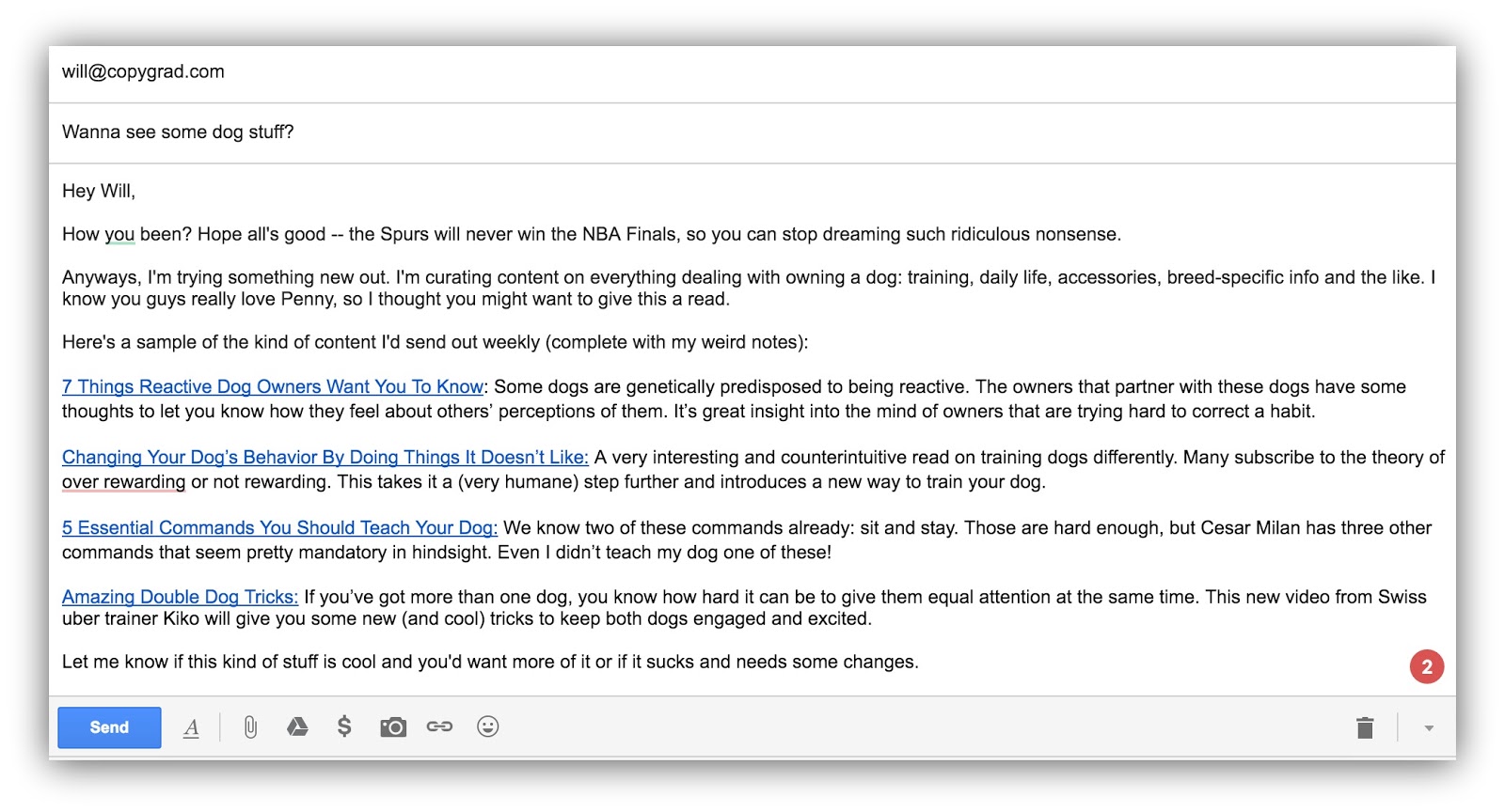 content curation email example