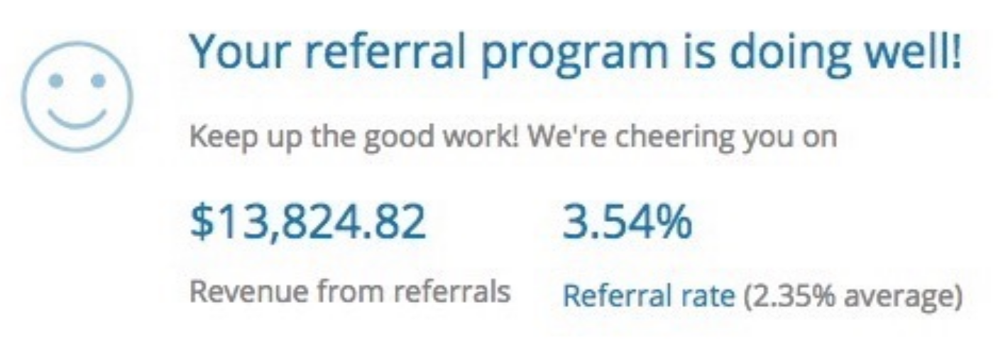 Screenshot showing stats for a referral program