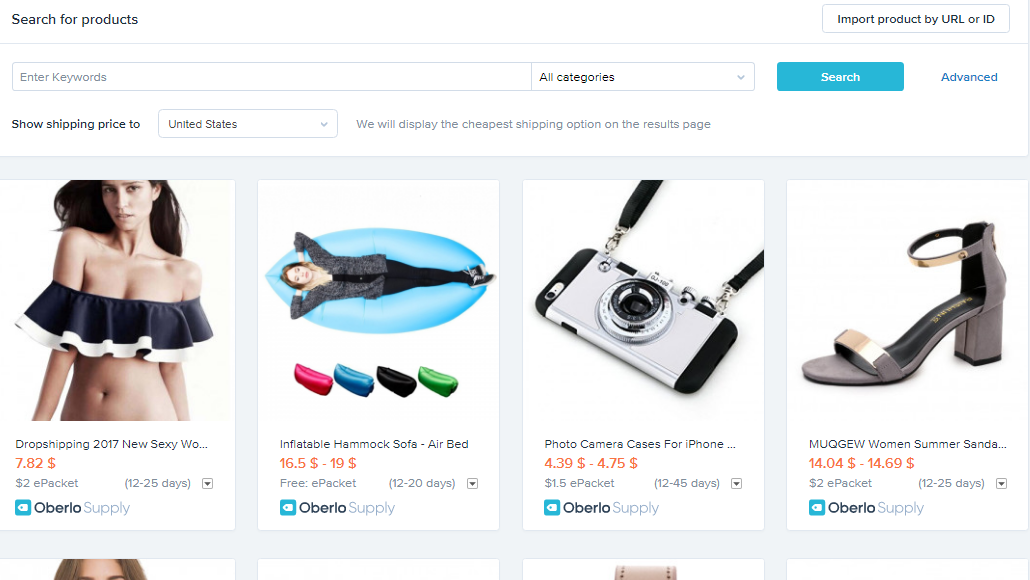 Screenshot showing product search on a shopify-powered website