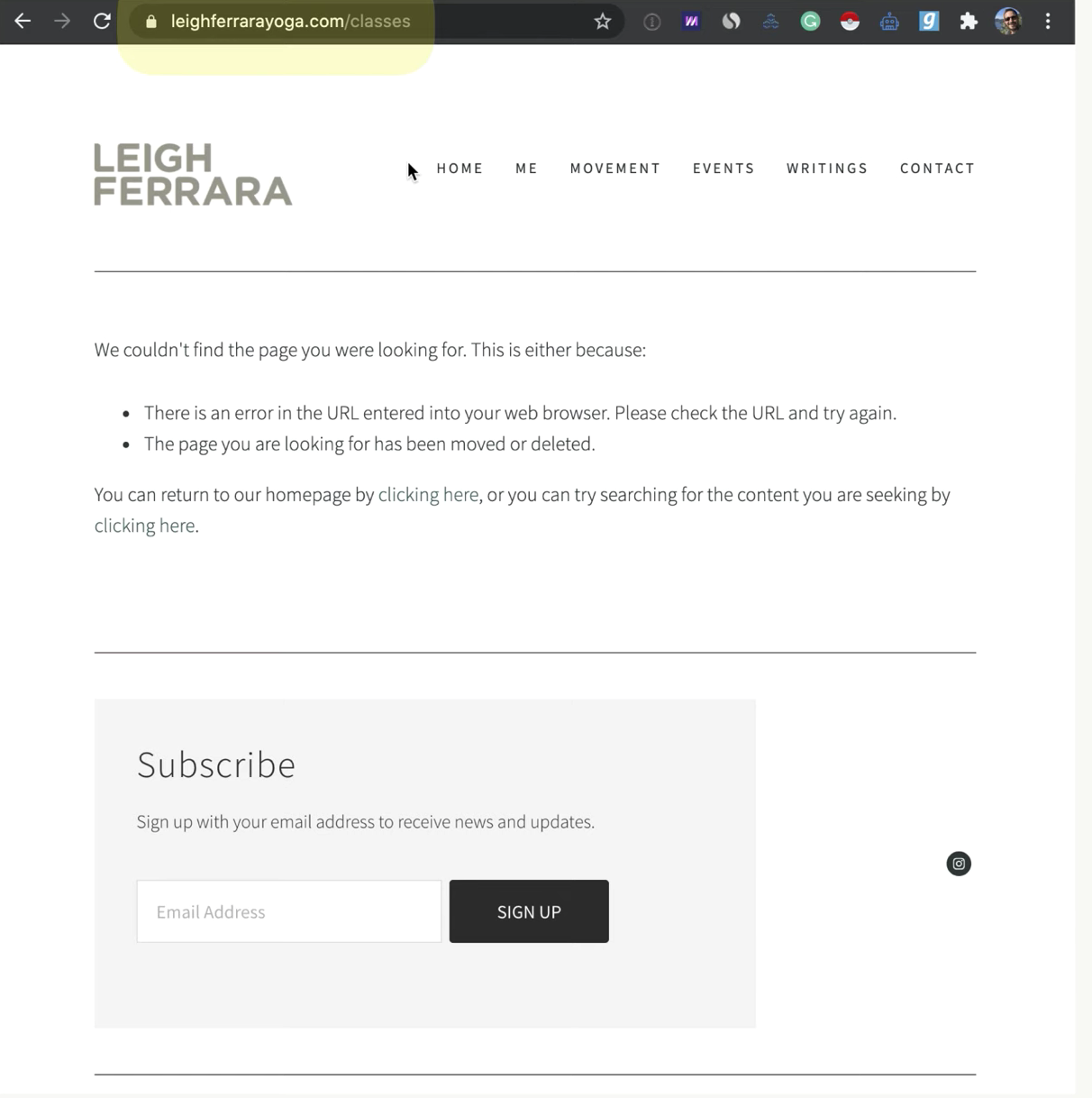 Leigh Ferrara landing page