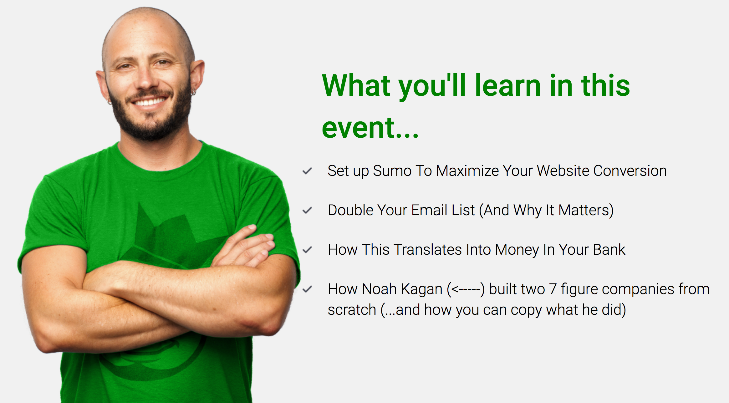 Screenshot of a webinar promotion image featuring Noah Kagan