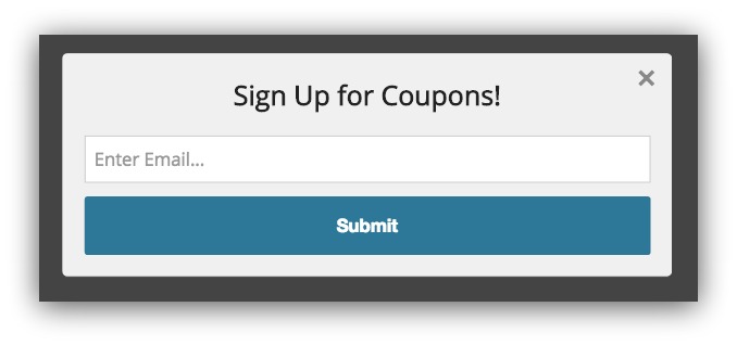 Pop-up example for coupons