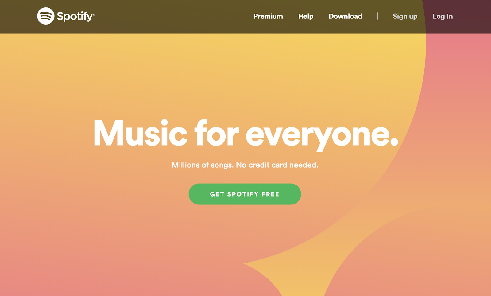 Screenshot of Spotify website