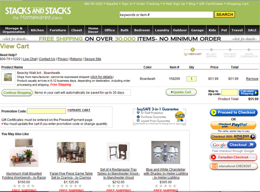 Screenshot showing an ecommerce store