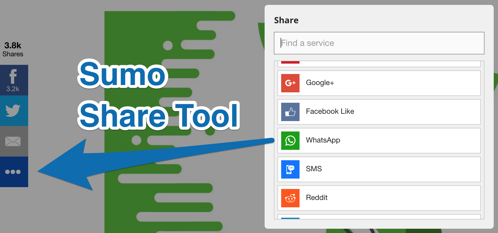 Screenshot showing the Sumo share tool