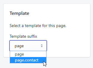 Screenshot showing Shopify template settings