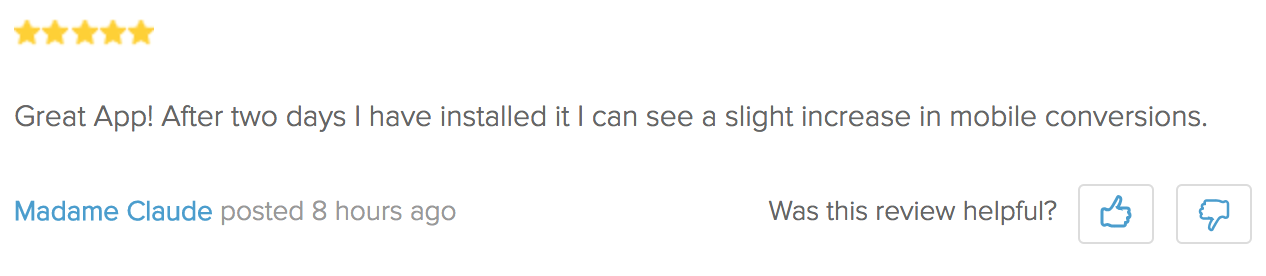 Screenshot showing a review for a plugin