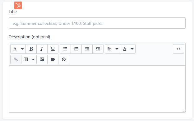 Screenshot showing Shopify product description editor