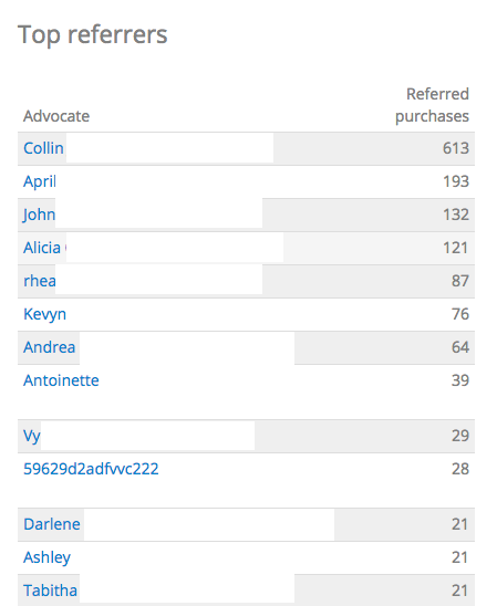 Screenshot showing top referrers