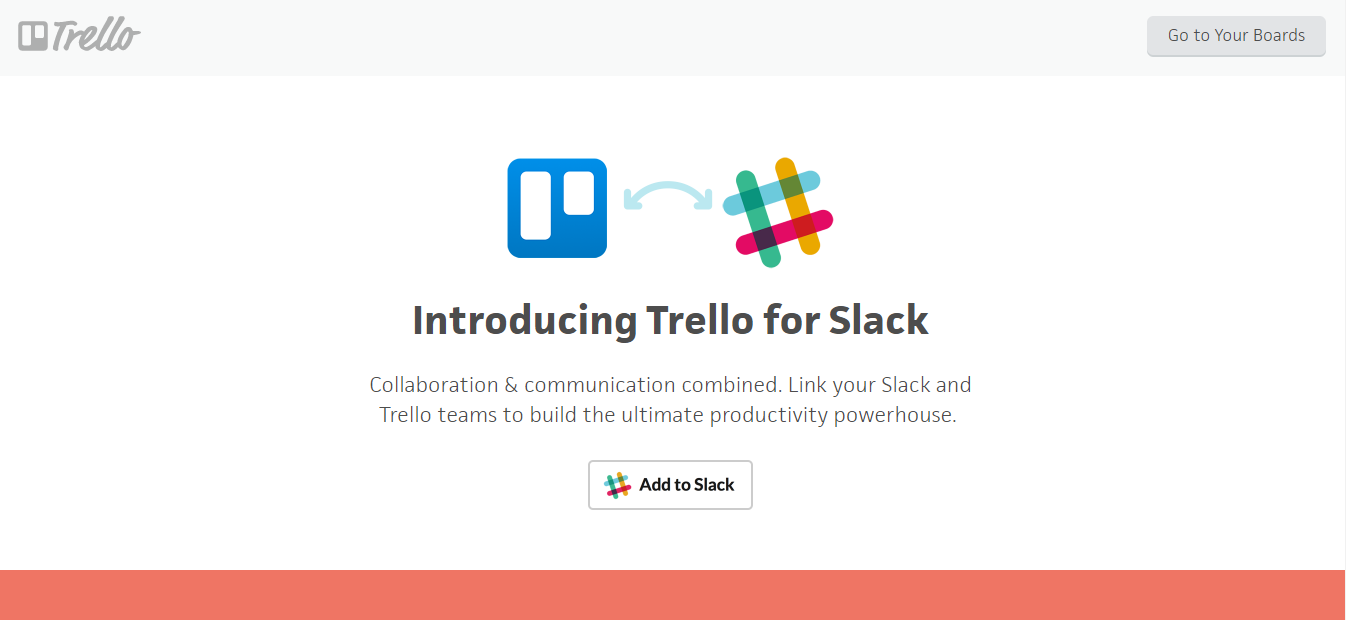 Screenshot showing the "add" page for the Trello plugin for Slack