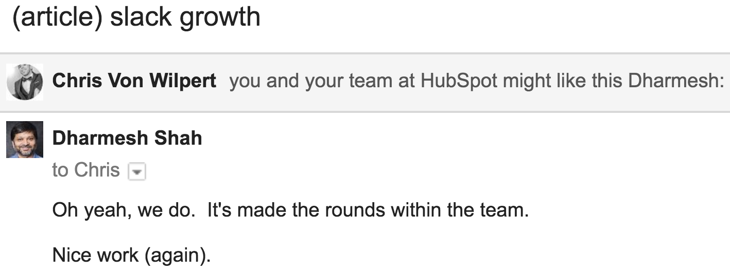 Screenshot of an email thread
