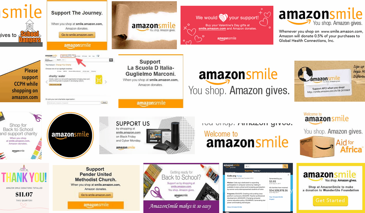 Screenshot showing promotions for amazon smile
