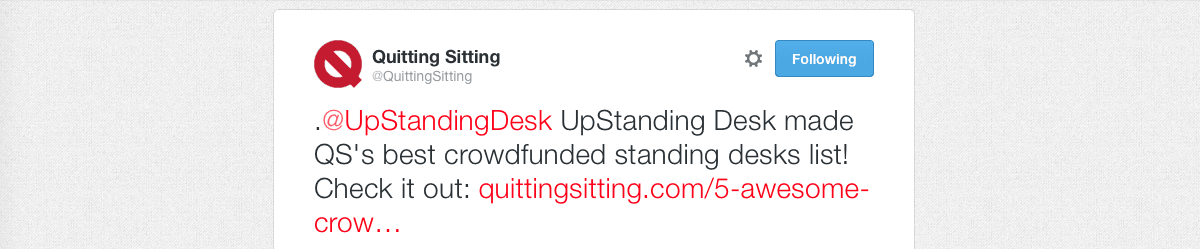 Screenshot of a Tweet by Quitting Sitting