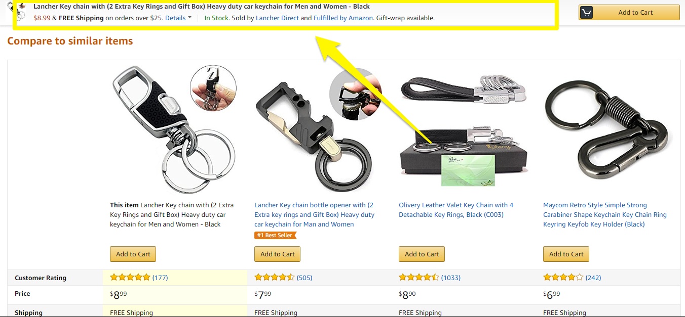 Screenshot showing a sticky add to cart bar on top