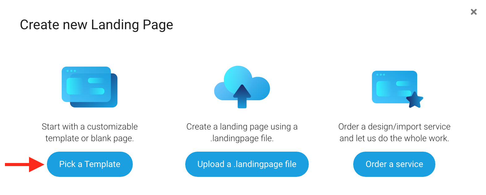 Create landing page - Langingi