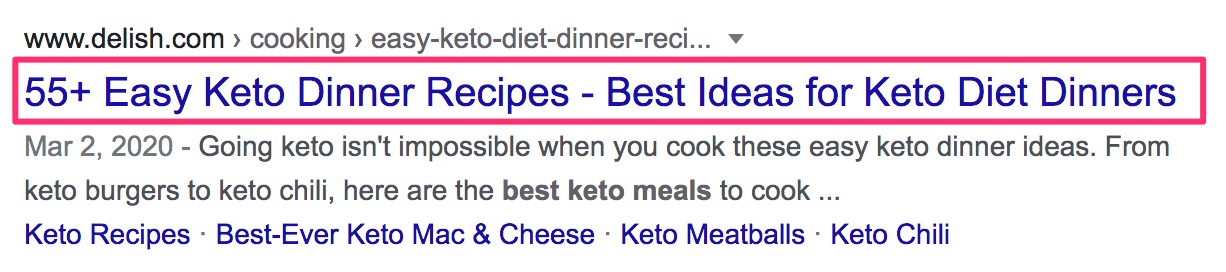 Screenshot blogpost of 55+ Easy Keto Dinner Recipes - Best Ideas for Keto Diet Dinners