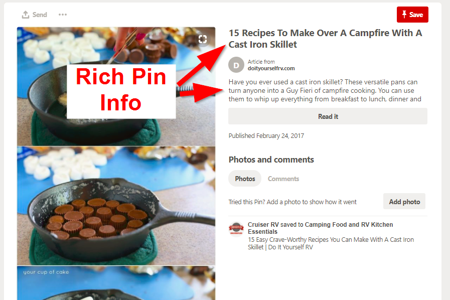 Screenshot showing recipes on pinterest
