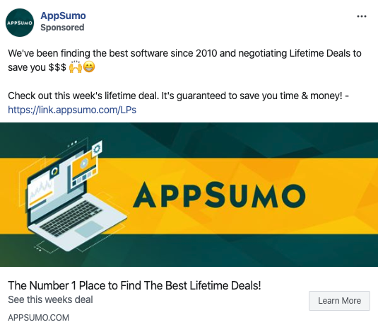 AppSumo facebook ad