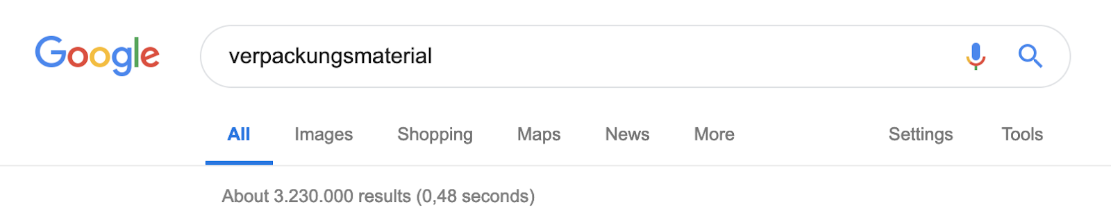 Screenshot showing a Google search query
