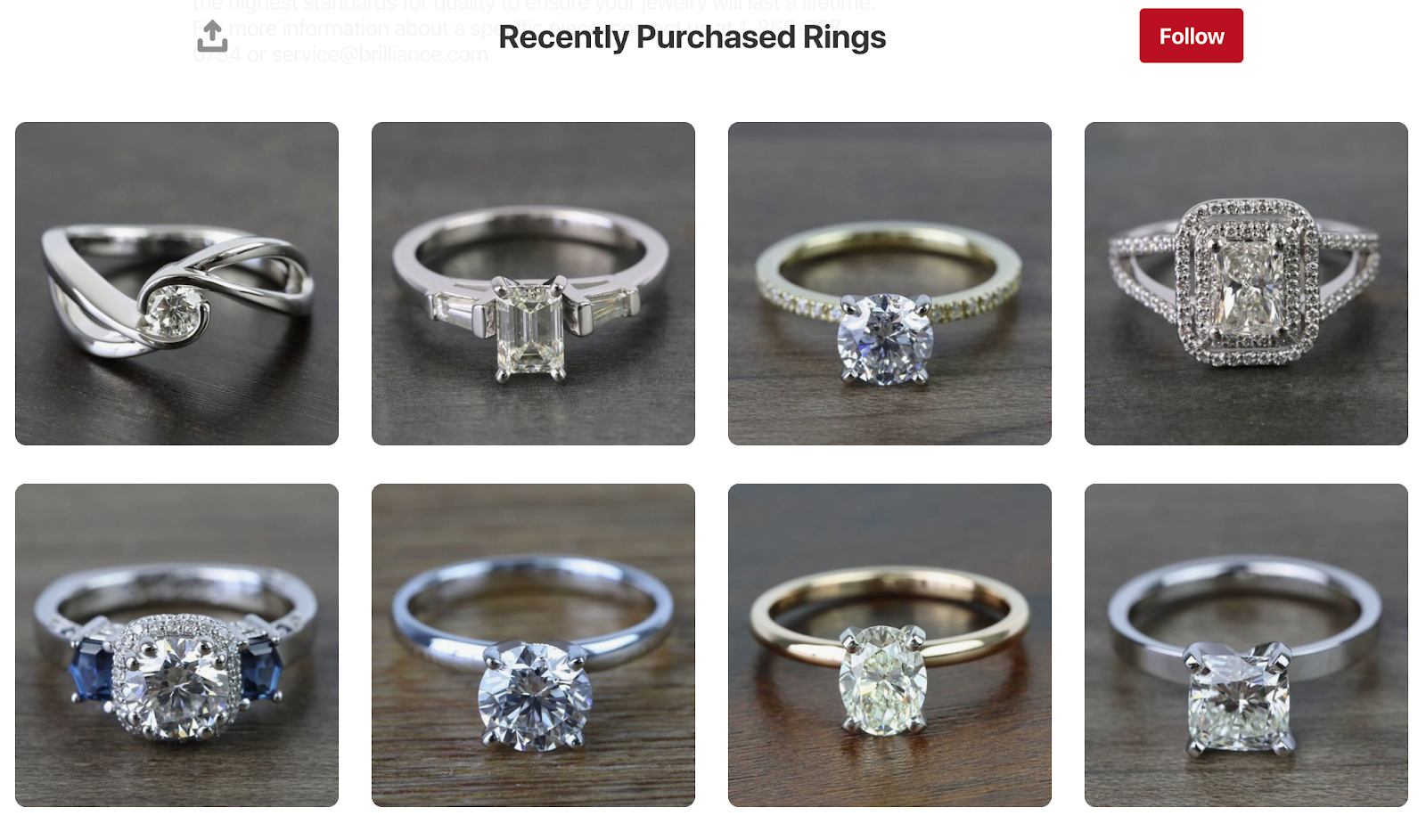 Screenshot showing jewelry catalog