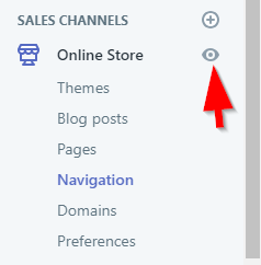 Screenshot showing Shopify preview store