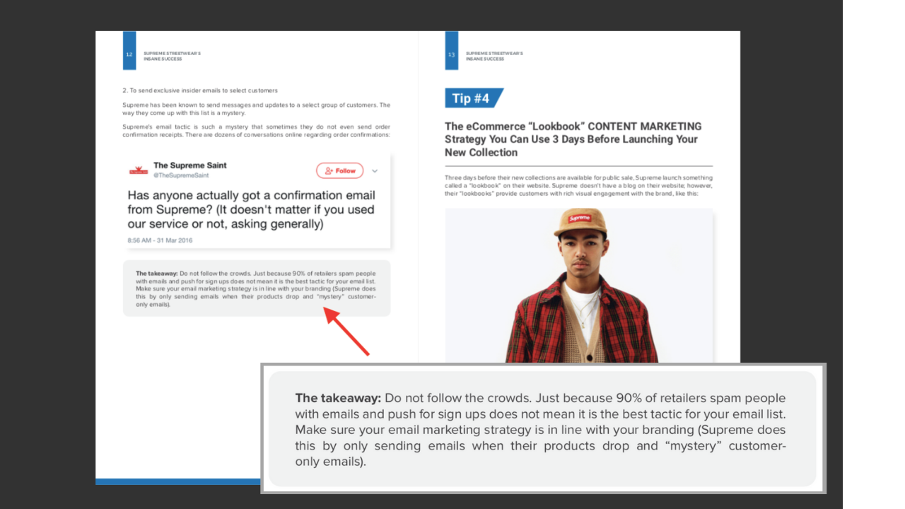 Screenshot of takeaway section in lead magnet PDF