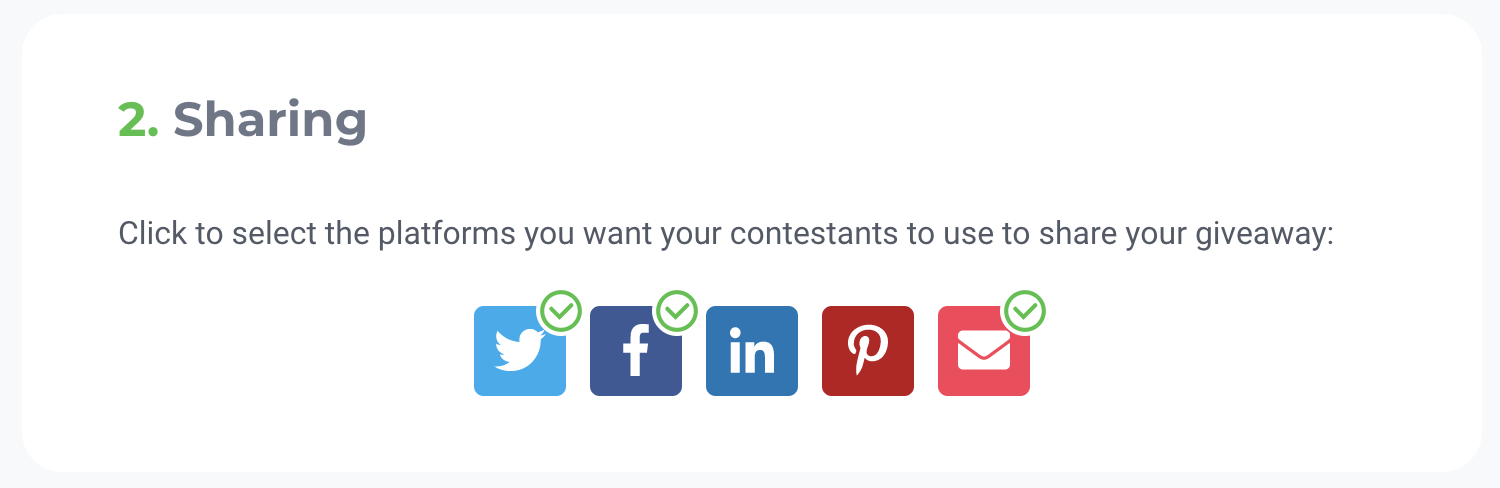 Screenshot showing the sharing page for a viral giveaway