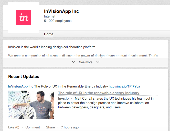 linkedin company page invisionapp.com