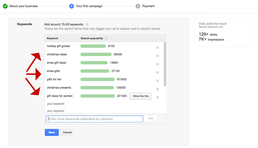 Screenshot showing google search stats