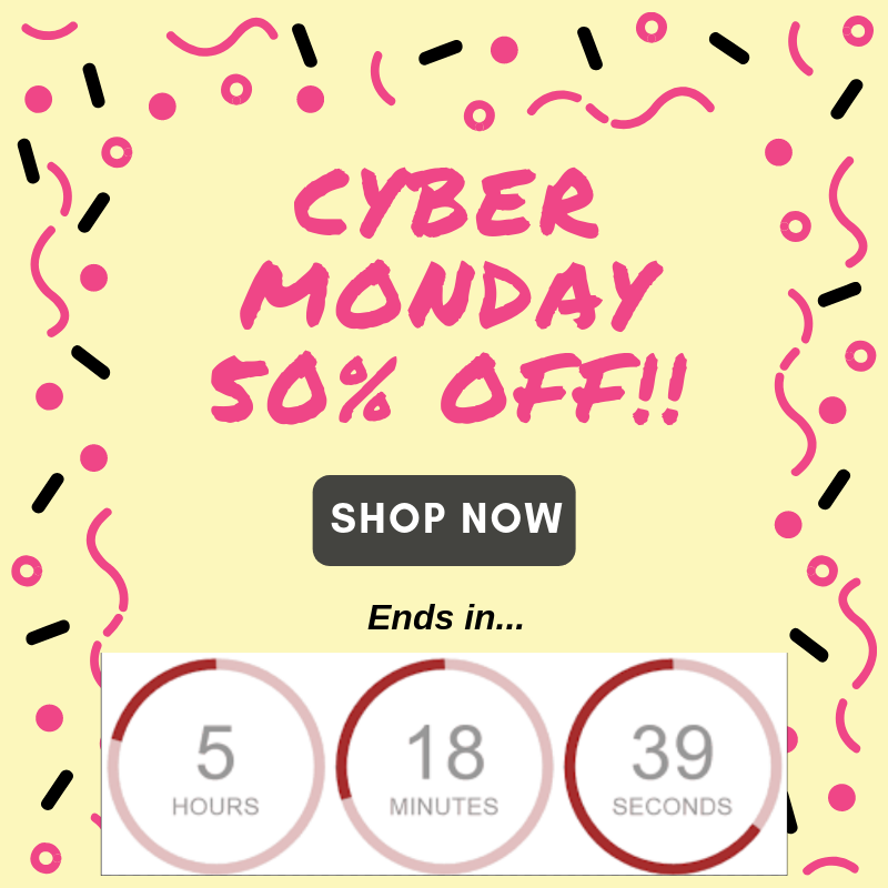 Screenshot showing a cyber monday promo image with a countdown