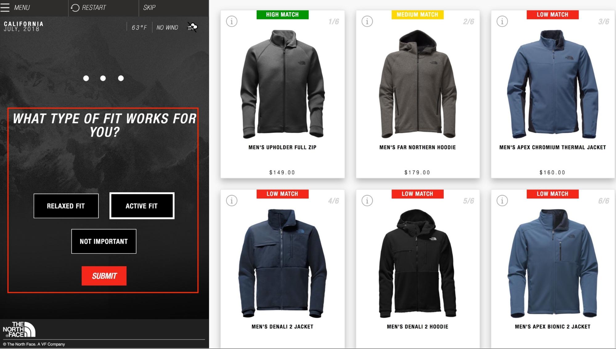 Screenshot showing ecommerce products