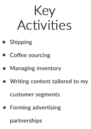 Screenshot showing part of a business model canvas