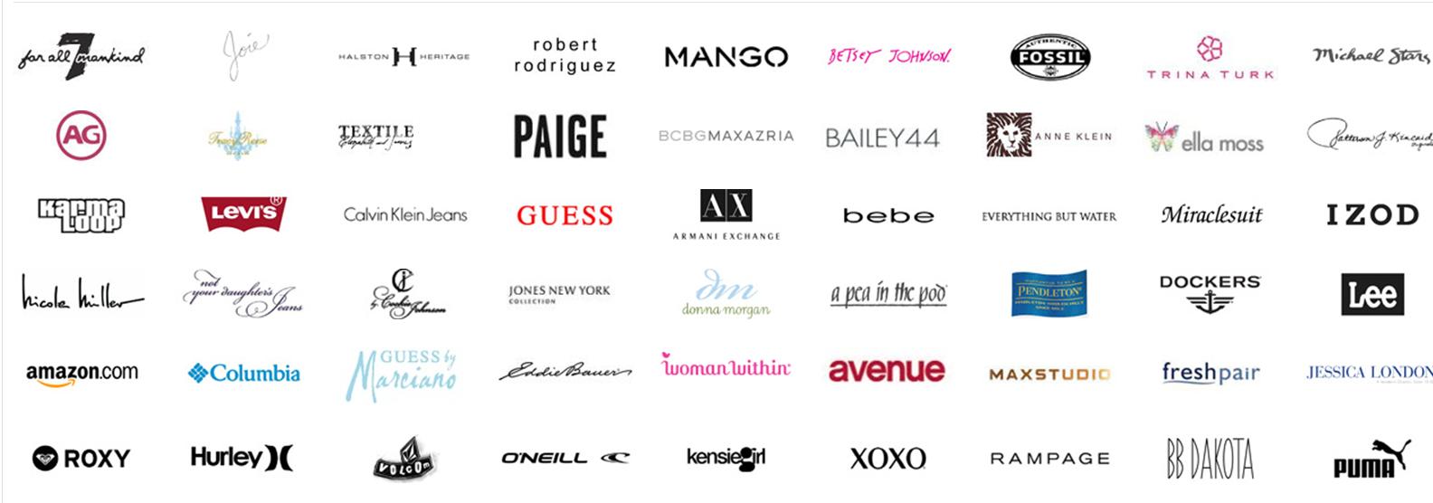Screenshot showing logos of different brands