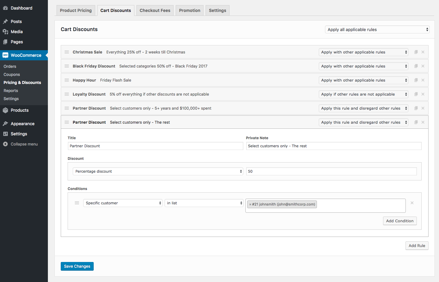 Screenshot showing the wordpress admin dashboard