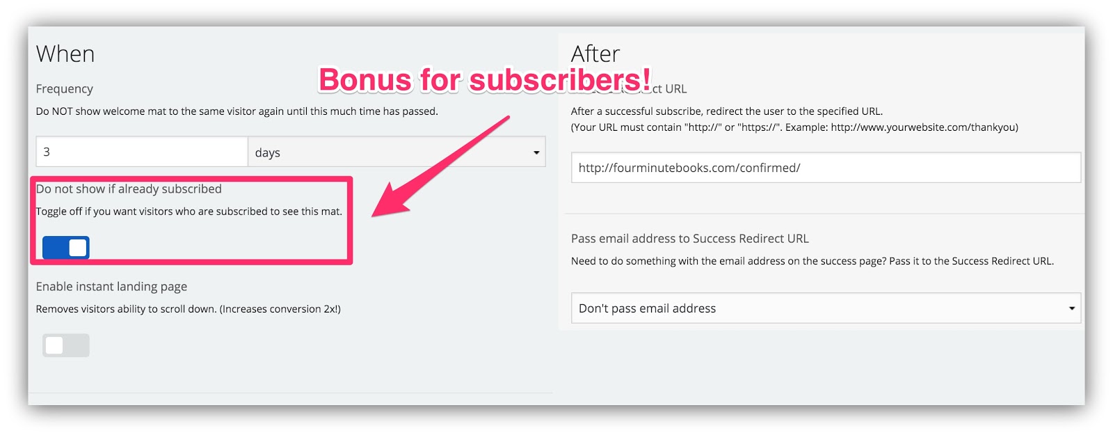 show popup to subscribers