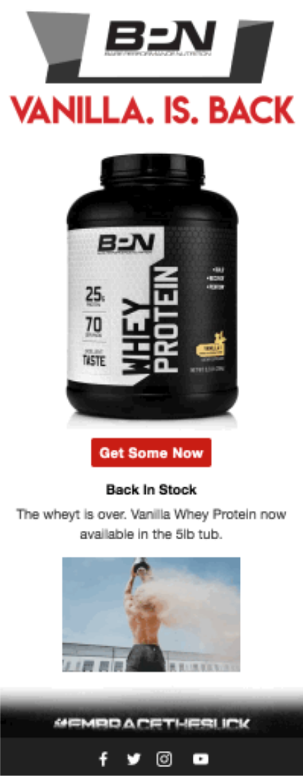 Screenshot of BPN Product Back In Stock Email