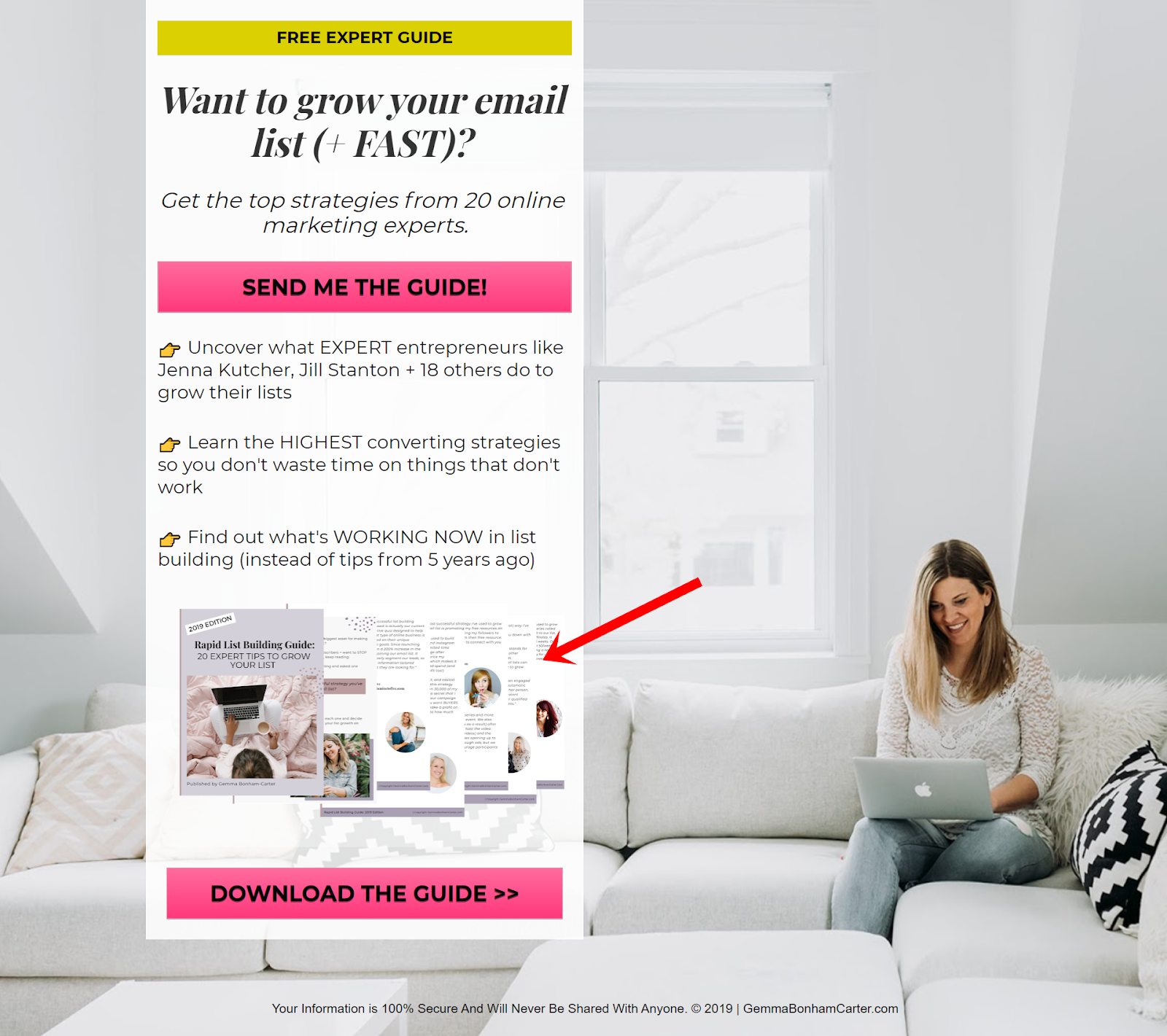 Copywriting Examples - Gemma Bonham Carter landing page