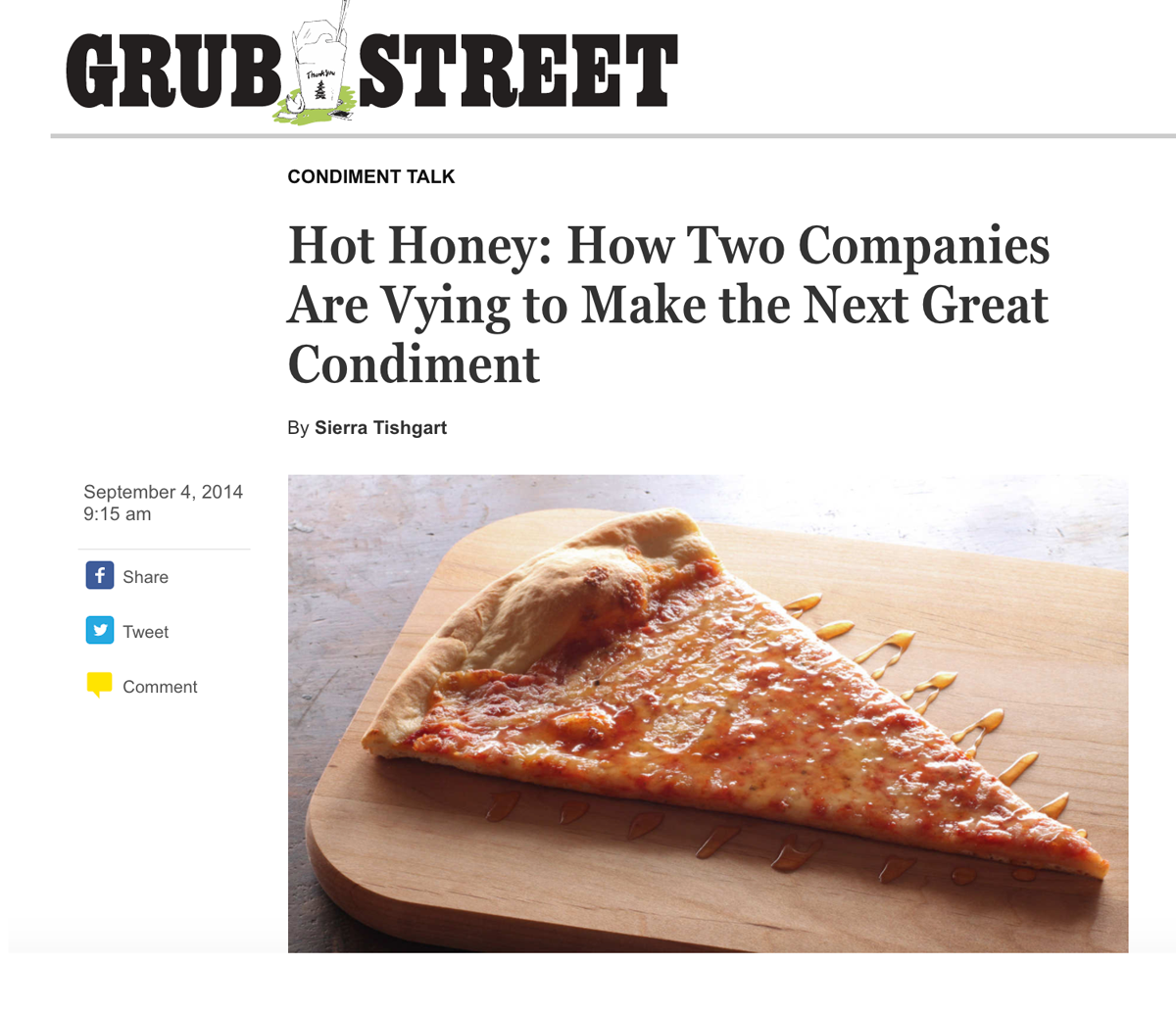 Screenshot showing content page by GrubStreet