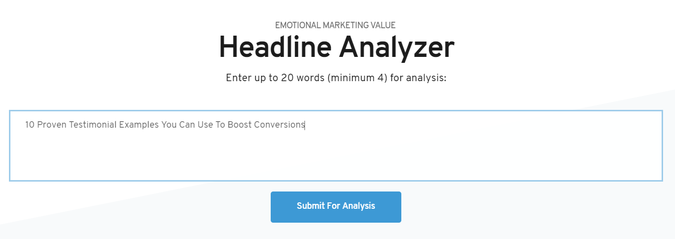 Emotional Marketing Value (EMV) Headline Analyzer from the Advanced Marketing Institute