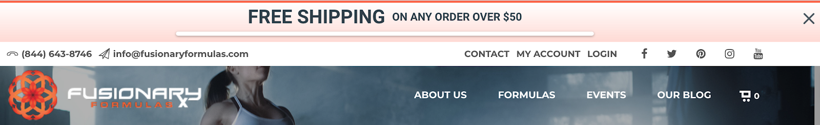 Screenshot showing Sumo free shipping bar