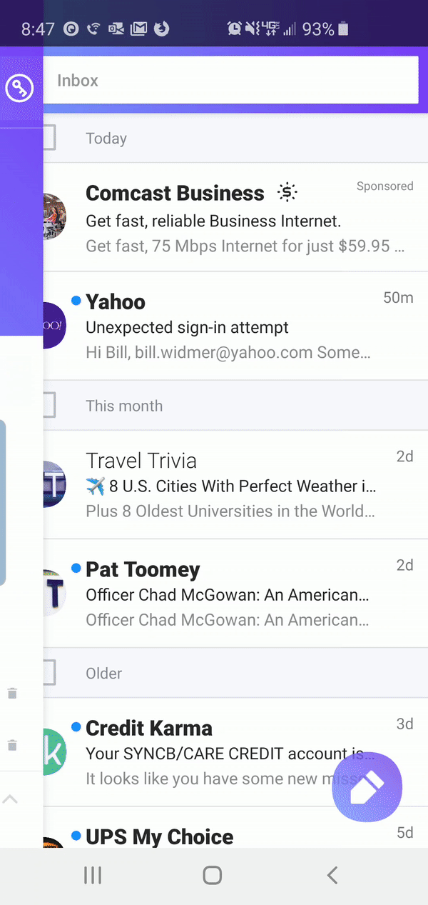 GIF of user whitelisting email in Yahoo! Mail